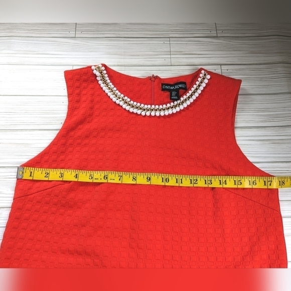 Cynthia Rowley Checkered Shift Dress with Beaded Chain Collar in Sienna Sz Small - Picture 7 of 10